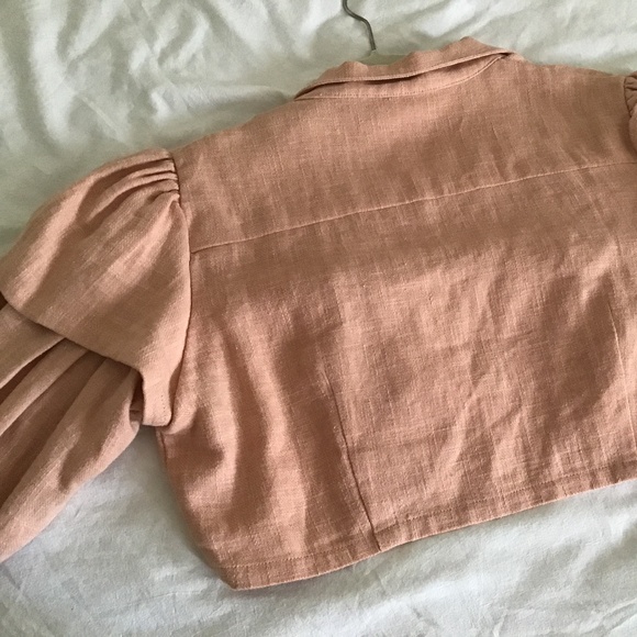 Samantha Pleet Double Sleeve Rose Linen Jacket Blouse - Picture 4 of 6